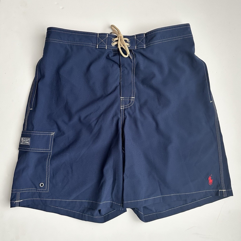 Polo Ralph Lauren Board Shorts Swim Trunks Men's XL Navy Cargo Pony 8" Inseam